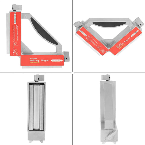Heavy Duty Magnetic Welding Fixture With Dual Switches And 90 Degree V Groove, Weld Jig With Two Independent Magnetic Arms