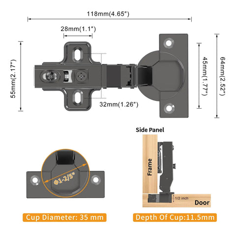 Soft Close Cabinet Hinges By Chibery 50 Pack Full Overlay Easy Install Three Quarter Inch Clip On Plate 105 Degree Black Frameless European Concealed Hinge For Kitchen Cabinets Wardrobes And Bookcases.