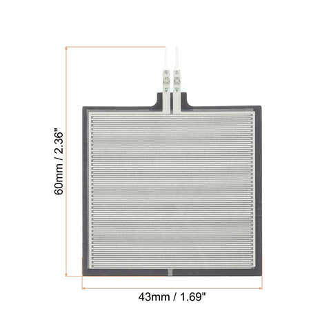 MECCANIXITY thin film pressure sensor pad, FSR406B, 60×43mm gray grid sensing area with dual leads
