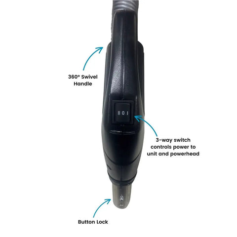 35 Foot Central Vacuum Hose With 360 Degree Swivel Handle Three Way On Off Switch Easy Grip Direct Connect End Flush Handle Connection
