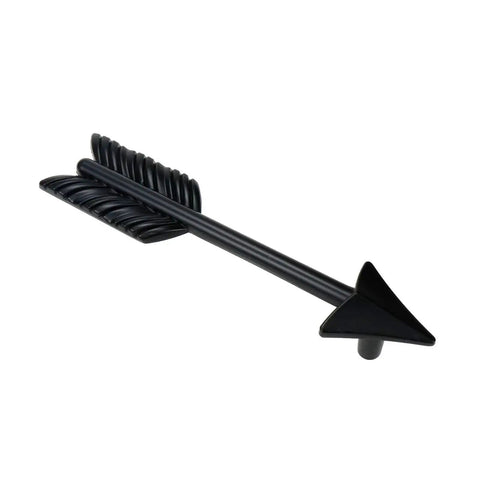 Set Of 4 Black Zinc Alloy Arrow Cabinet Handles With Rust And Corrosion Resistant Finish, 96mm Center To Center Mount, side view