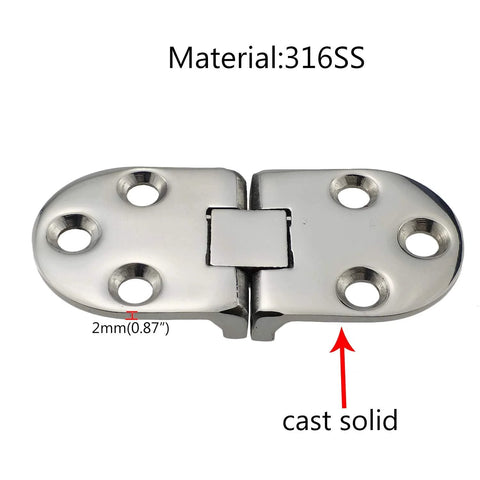 Door hinges pair, marine grade 316SS, mirror polished, 66mm x 29mm, heavy-duty for boats and RVs