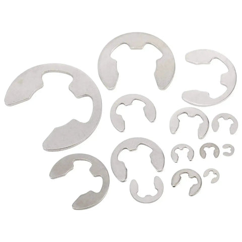 380 Pcs 304 Stainless Steel E Clip Circlip External Retaining Ring Assortment Kit With 14 Sizes Perfect For Bearings Pulleys Gears Shafts