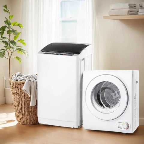 Compact 2-in-1 washer and dryer combo delivers full-automatic washing and efficient drying in tight spaces, with a stainless steel inner tub and 17.8 lb wash / 10 lb dry capacity, perfect for apartments, dorms, RVs, and small homes