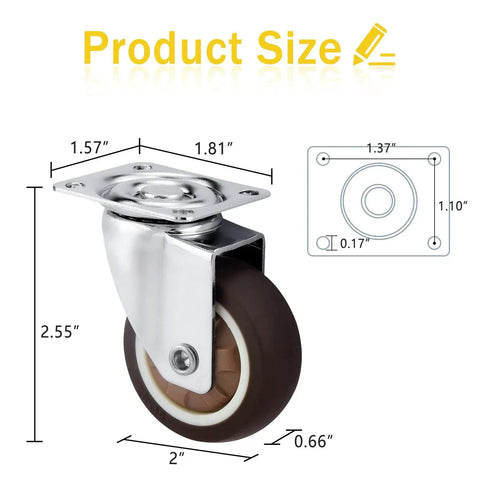 2 Inch Heavy Duty Swivel Casters Set Of 4 For Furniture Cribs And Workbenches 300 Lb Total Capacity Floor Safe And Quiet Rolling