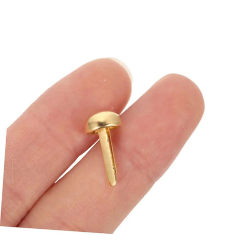 100 Pieces Decorative Craft Nails For DIY Projects, Miniature Brass Fasteners For Cards, Scrapbooking And Jewelry Boxes close-up