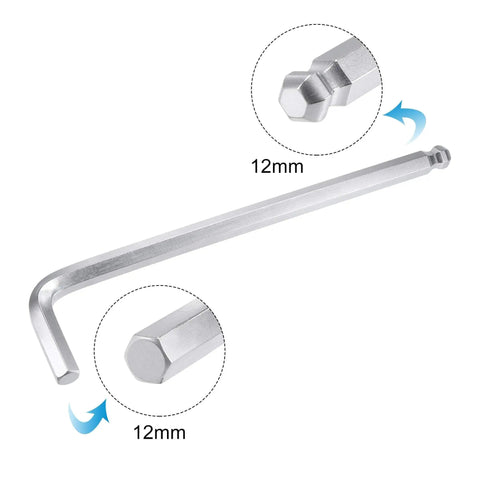 Ball End 12mm Hex Key Wrench Long Arm L Shaped Allen Wrench 9.72 Inch For DIY Home Projects And Pro Level Machine Repair