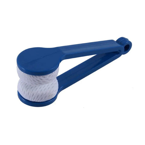 Blue clip from the 5 Pack Mini Microfiber Glasses Cleaners With Soft Brush Clips For Eyeglasses, showing microfiber pads and brush.
