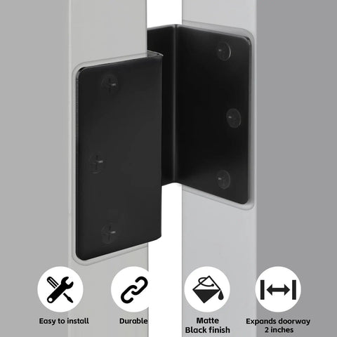 Swing Clear Offset Door Hinges For Wider Openings 3.5 Inch With One Quarter Inch Radius Full Mortise Matte Black 3 Pack Heavy-Duty Door Hardware Set For Commercial And Residential Doors By Goldenwarm shown installed on a door frame
