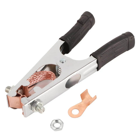 Heavy Duty 500 Amp Welding Ground Clamp With Braided Copper And Rubber Grip, Beefy Bite For Arc And Manual Welders