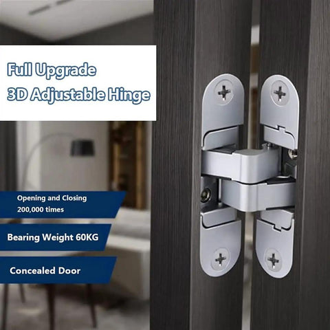 Three Dimensional Invisible Door Hinges For Wood Doors And Shutters With 180 Degree Opening Built To Last Hidden Adjustable Hinges For DIY Hardware Up Down Left Right Front Back Rust Resistant Alloy Left Hand Silver