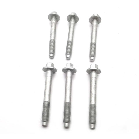 Six Pack Wheel Hub Bearing Mounting Bolts Set For Jeep Grand Cherokee 2000 To 2010 And Compatible With Chrysler Cirrus Sebring Dodge Nitro Stratus Commander Liberty Models Silver Tone Metal 41027, six silver bolts on white background