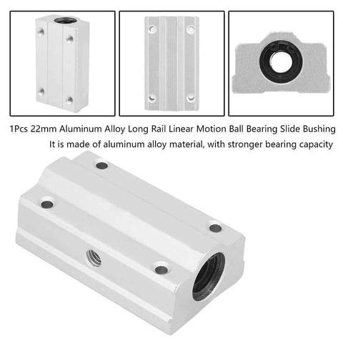 22mm Aluminum Alloy Linear Bearing Block Slide Bushing SCS8LUU with oxidation treated surface, front and angled views.
