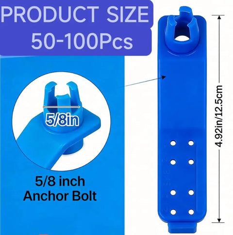 Anchor Bolt Holder Five Eighths Inch Handle Saver, Reusable Clamp For Precise Concrete Bolt Installation, Blue 100 Count