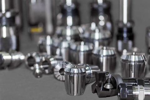 Array of ER 11 High Precision Spring Collets 3 Sixteenth Inch with Ultra Tight 0.0003 Inch TIR on display