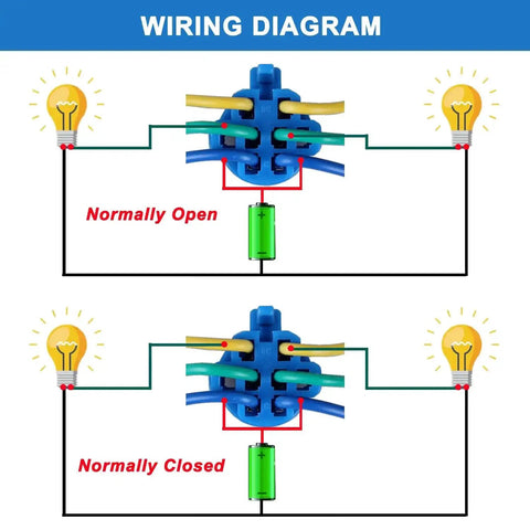 Wiring diagram for 22mm Latching Selector Rotary Switch Three Position with 2NO 2NC Contacts, showing normally open and closed circuits