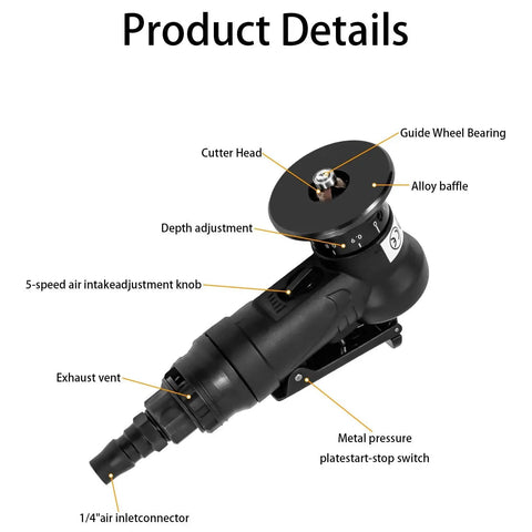 Handheld Pneumatic Chamfering Tool With 45 Degree Arc Corner One Quarter Inch Air Inlet For Metal And Wood Beveling