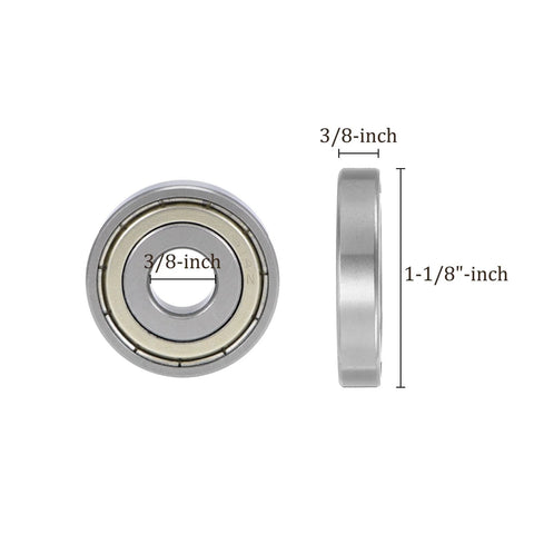 Front view of Kozelo 1614ZZ deep groove ball bearing, chrome steel, 9.5mm bore x 28.5mm outer diameter x 9.5mm width