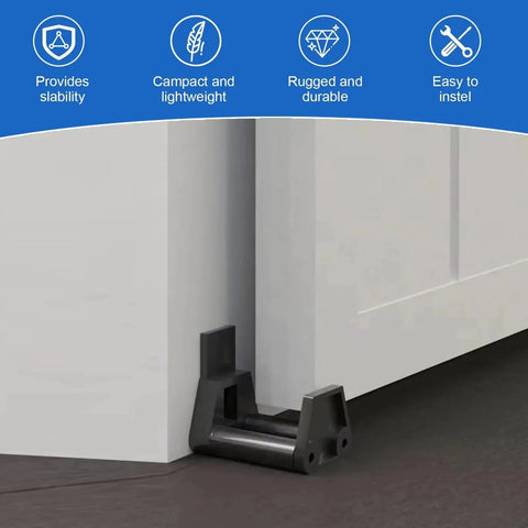 RV Sliding Door Guide Kit, Barn Door Floor Guide and Adjustable Wall Mount Sliding Door Guide with Screws, Black 2-Pack installed