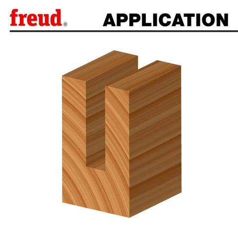 Cut created by Three Eighths Inch Double Flute Straight Router Bit Red Carbide Hi Density with clean edges in solid wood