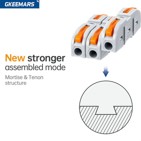 GKEEMARS 50-piece inline wire connector set with orange levers for 24-12 AWG, 1-conductor splicing