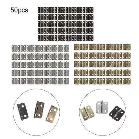 Antique Flat Hinge Kit For Wooden Boxes And Dollhouses, Bronze Finish Iron Hinge With Four Mounting Holes And Included Screws, 50 Pieces