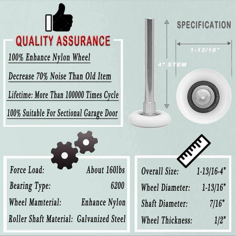 Heavy Duty Garage Door Hardware Kit With Nylon Roller Sealed Bearings Rust Resistant Galvanized Hinges Detail Specifications