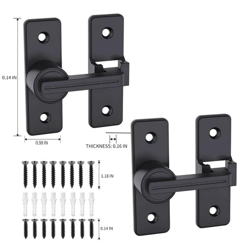 2 Pack Heavy Duty 180 Degree Barn Door Lock Hardware With Thickened Flip Latches for Sliding Barn Doors Double Door Gate