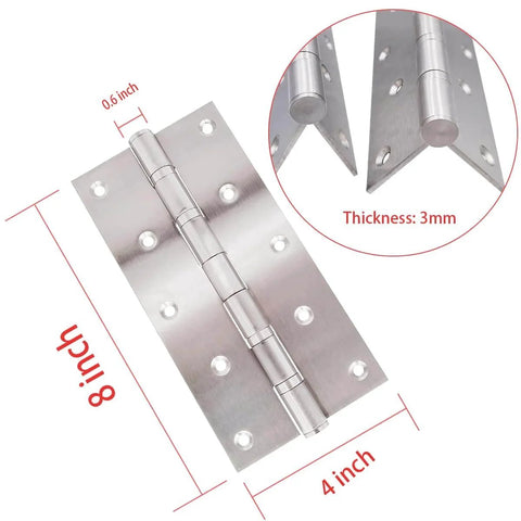 8 Inch Stainless Steel Ball Bearing Door Hinges For Heavy Duty Wood Doors With Square Corner One Eighth Inch Thick Matte Black Finish Includes Mounting Screws Load Capacity Up To 232 Pounds Per Hinge And Rust Proof Construction