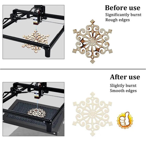 Comparison of laser cutting before and after using Honeycomb Working Table For Laser Engravers 11.8x7.8x0.8in Iron Surface