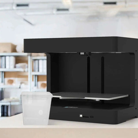 Filament Storage Box For 3D Printer With Drying System And Airtight Waterproof Seal 5.8L Capacity next to a 3D printer in a workspace