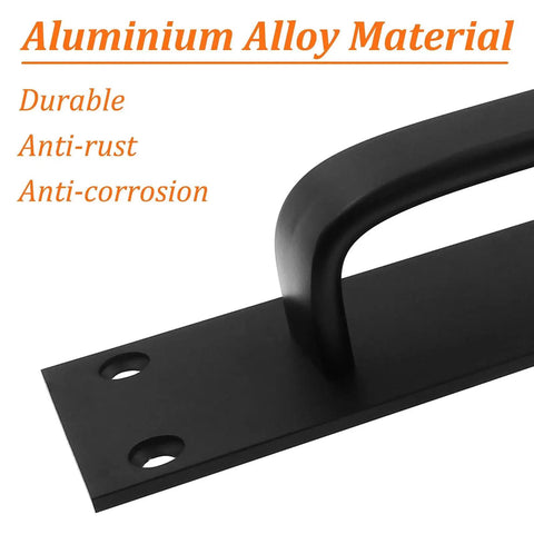 Close-up of Two Pack Sliding Barn Door Handle Set In Black 7.9 Inch Aluminum Alloy Door Pull with 8 Mounting Screws