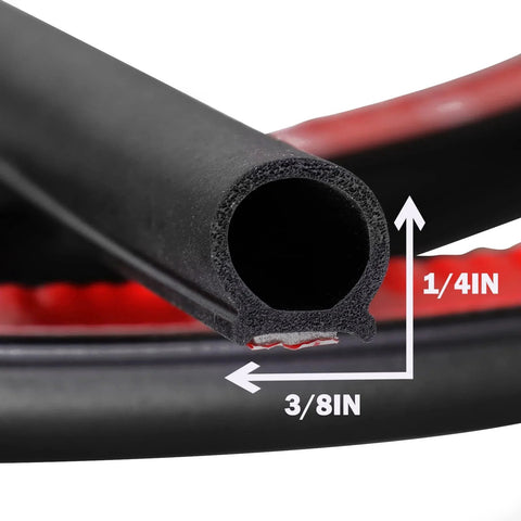 Close-up of Rugged D Shape Heavy Duty Weather Stripping 3/8 Inch By 1/4 Inch Rubber Seal Weatherstrip with bulb, self-adhesive.