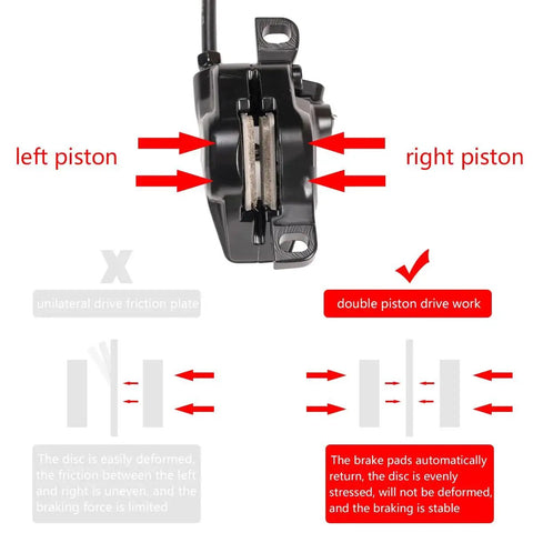Meteorolite MT200 e-bike hydraulic disc brake caliper set, 2-piston, pre-bled with mineral oil, 160/180mm rotors