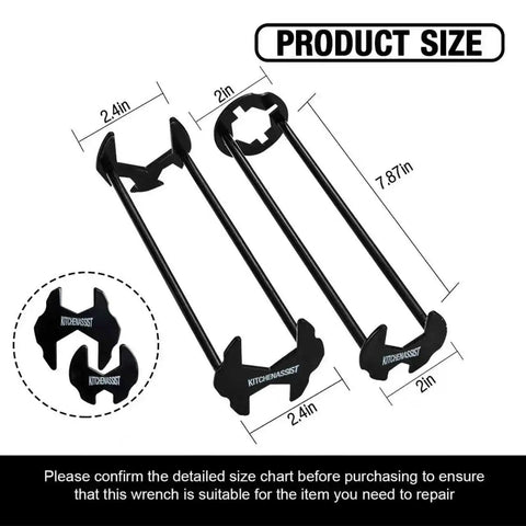 Two Pack Basin Wrench Set For Tight Spaces Universal Faucet Nut Tool with size dimensions showing 7.87in lengths.