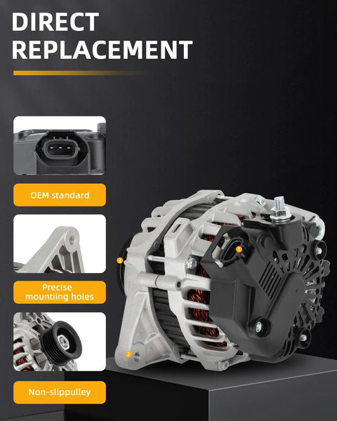 Drop In 12V 90Amp Alternator With S6 Pulley For Hyundai Accent 2012 2017 And Veloster 2012 2017 And Kia Rio 2012 2013 Direct Fit Replacement