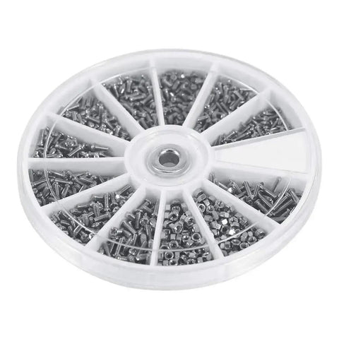 600Pcs Tiny But Mighty Multipurpose Screw Assortment Kit With M1 M1.2 M1.4 M1.6 Mini Screws And Nuts in round storage case