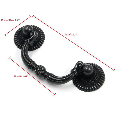 Four Pieces Bail Pull Handles Antique Vintage Hardware For Furniture Cabinets Drawers And Dressers Black Zinc Alloy 95x45mm