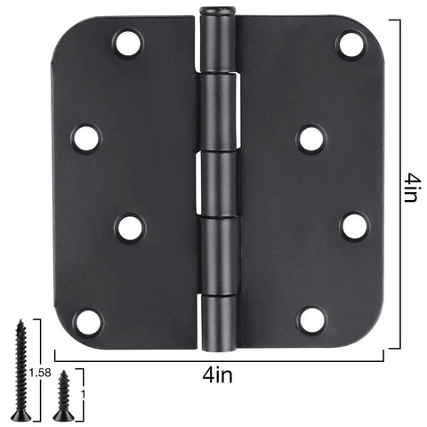18 Pack 4 Inch Matte Black Door Hinges Rounded Heavy Duty Exterior Interior Hinge Set With 8 Holes And 144 Free Screws