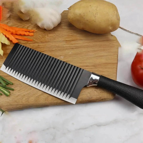 Stainless Steel Crinkle Potato Cutter And Wavy Vegetable Slicer Kitchen Chopper For French Fries And Scalloped Potatoes Easy To Use