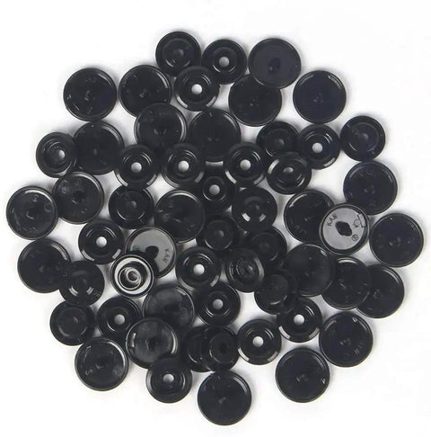 Black snap fasteners from Snap Fasteners Kit With Pliers For Crafts And Cloth Diapers, 384 Sets In 24 Colors, Size 20 T5 Plastic Closures