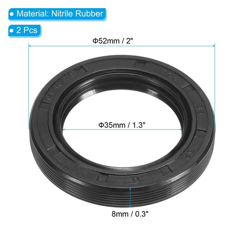 Nitrile Rubber Radial Shaft Seal 35mm x 52mm x 8mm TG4 Cross Section shown with dimensions and material label