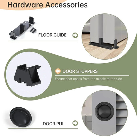 Bypass Pocket Door Hardware Kit For Four Door System In Aluminum Black 12 Ft Bypass Double Sliding Wardrobe Closet Track