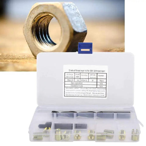 12 Piece M8 X 1.25 Thread Repair Kit With Self Tapping Inserts For Automobiles Rail Cars Home Appliances And Machinery DIY