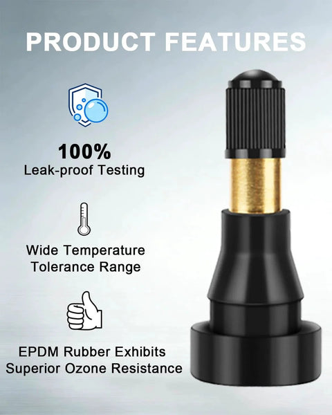 50 Pack TR600HP High Pressure Tire Valve Stems Riseuvo Rubber Snap In For 0.453 Inch Rim Holes Heavy Duty Airtight Seal
