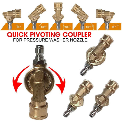 Amazon pressure washer pivoting coupler with 1/4 in quick-connect gutter cleaner, brass, 4500 PSI, 7 angles