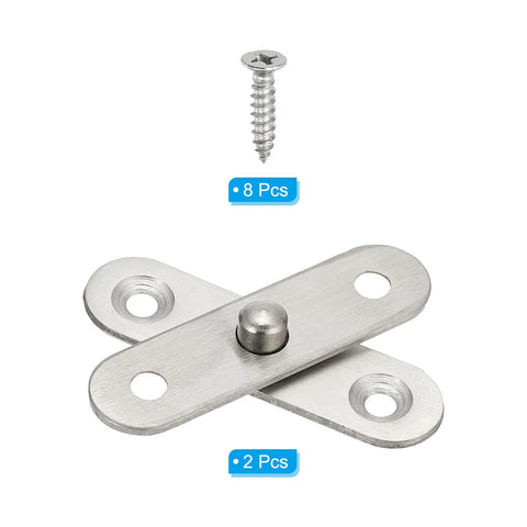 360 Degree Hidden Door Pivot Hinges Set For Secret Doors And Bookcases, 2 Pack XS, stainless steel with mounting screws.