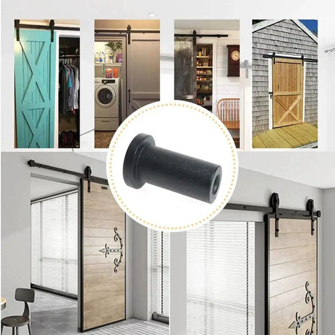 Heavy Duty Solid Cast Iron Sliding Track Spacers For Flat Door Hardware, 1-7/9 Inch Spacer Length 45mm, shown in sliding door setups