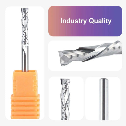 Carbide Compression Router Bit Set with Up and Down End Mills for Cnc Milling One Eighth Inch Shank and Cutter Five Piece Pro Grade