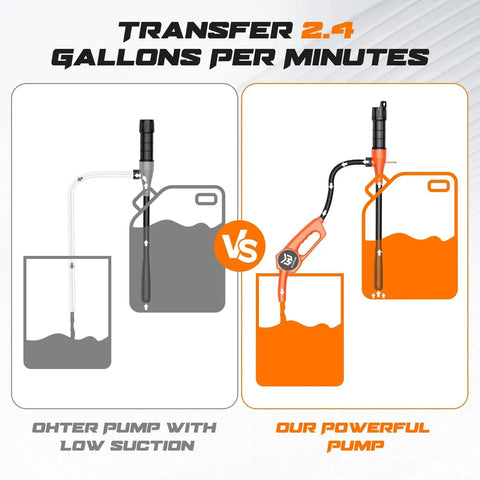 Comparison of other pump vs Beast Portable Fuel Transfer Pump With Battery Power For Gasoline Diesel Water Siphon Style
